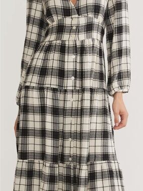 Marine Layer Maeve Plaid Shirtdress Medium Long Sleeve Midi Cottagecore Prairie